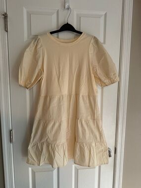 Women's Cream Puff Sleeve Tiered Mini Dress